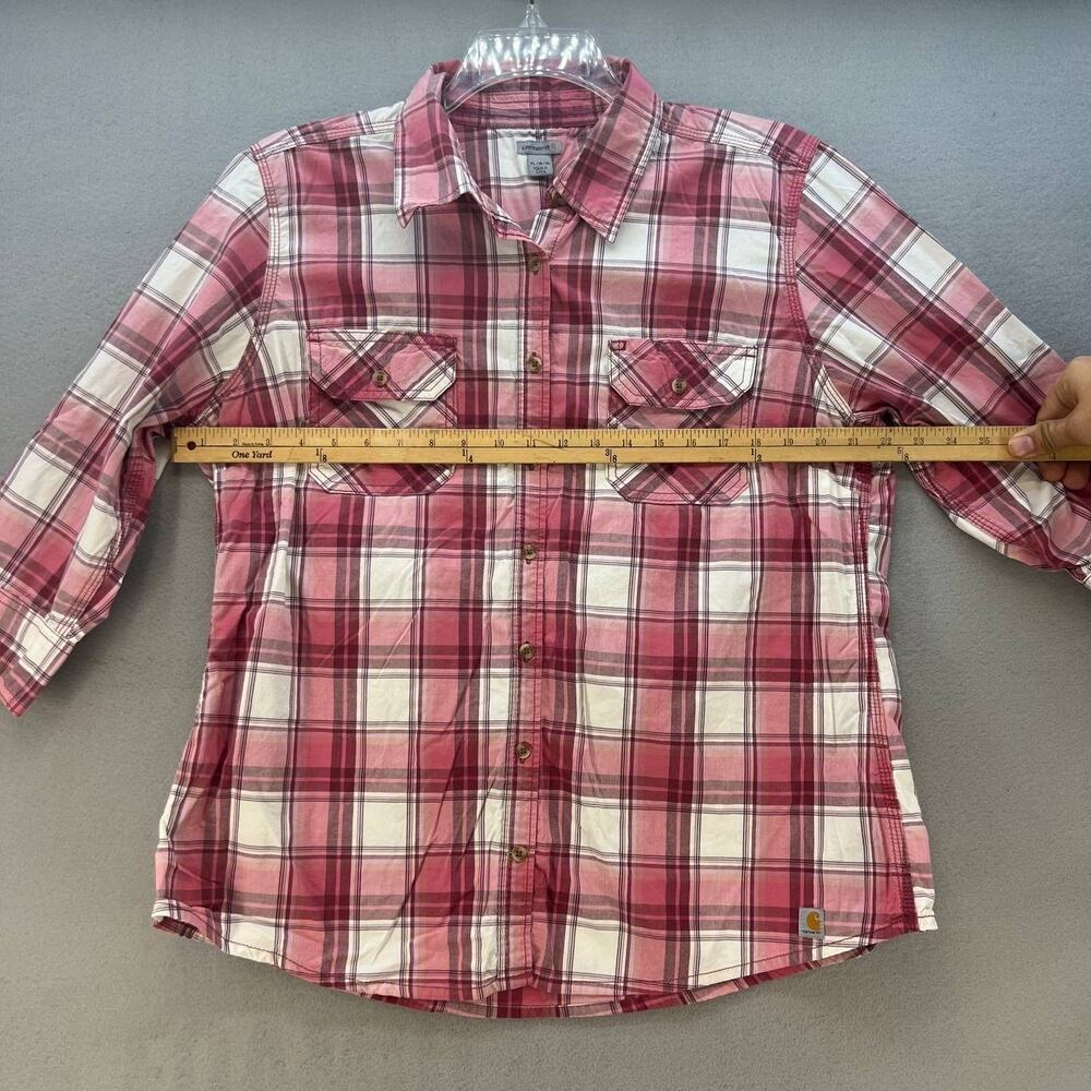 Carhartt Women's Button Up Shirt Size XL Plaid 3/4 Sleeve 101596 - Picture 9 of 12